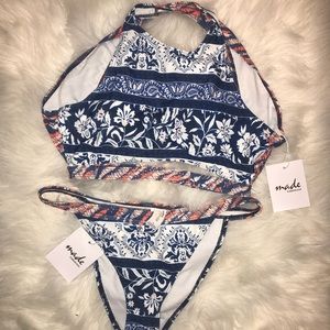 NWT MINKPINK indigo sunset top and bottoms